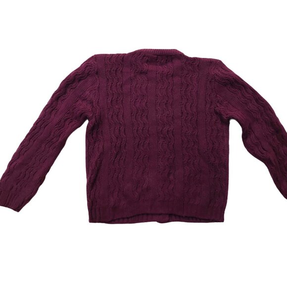 Vintage 1940s-1950s Deep Purple Cable Knit Cardigan Sweater - Picture 7 of 9